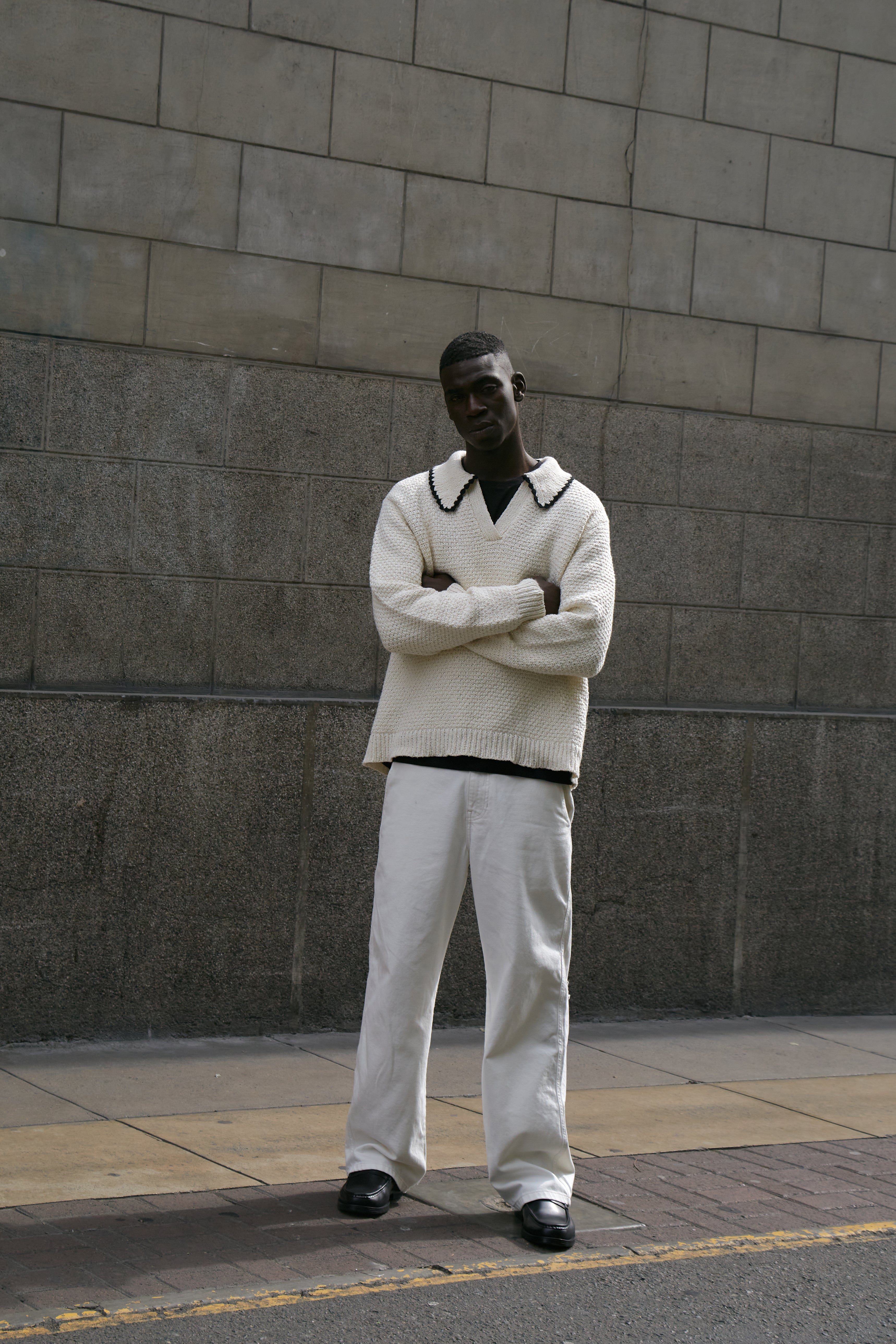 The Edith L/S Knit Polo (Off-White) Reuben Oliver