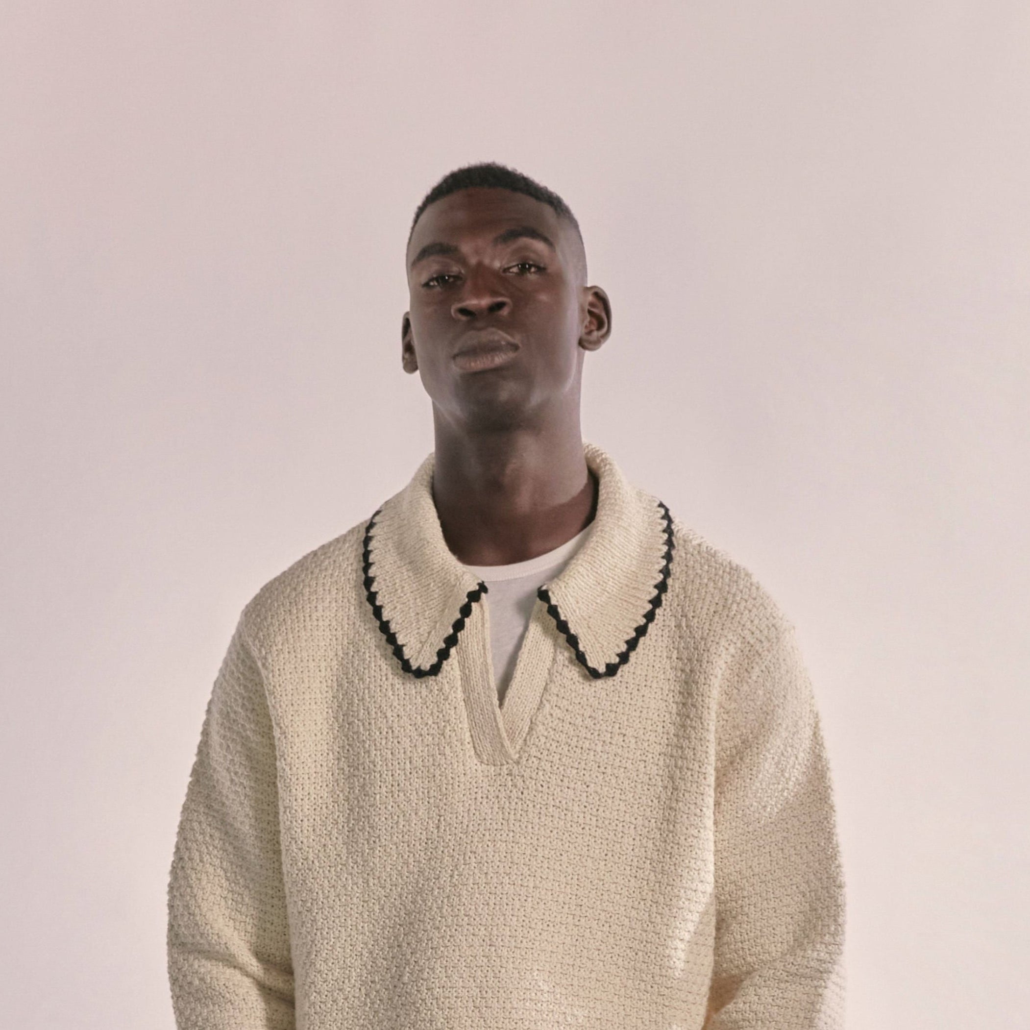 The Edith L/S Knit Polo (Off-White) Reuben Oliver