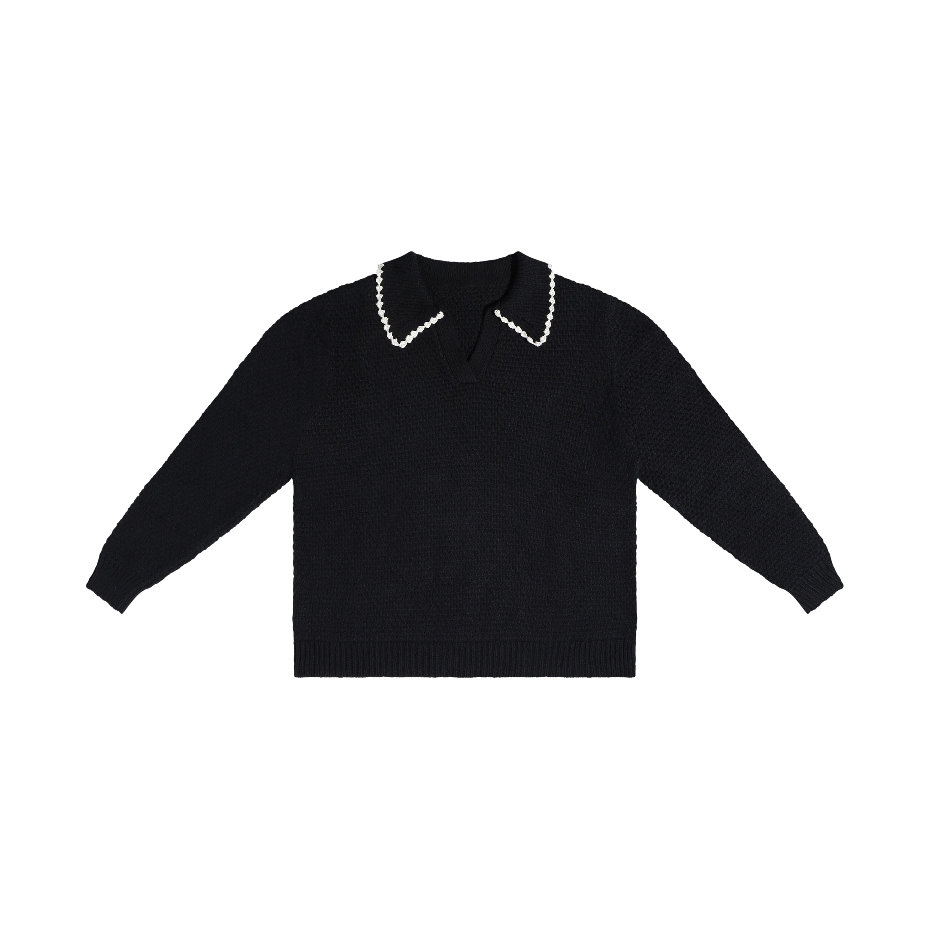 The Edith L/S Knit Polo (Black) Reuben Oliver