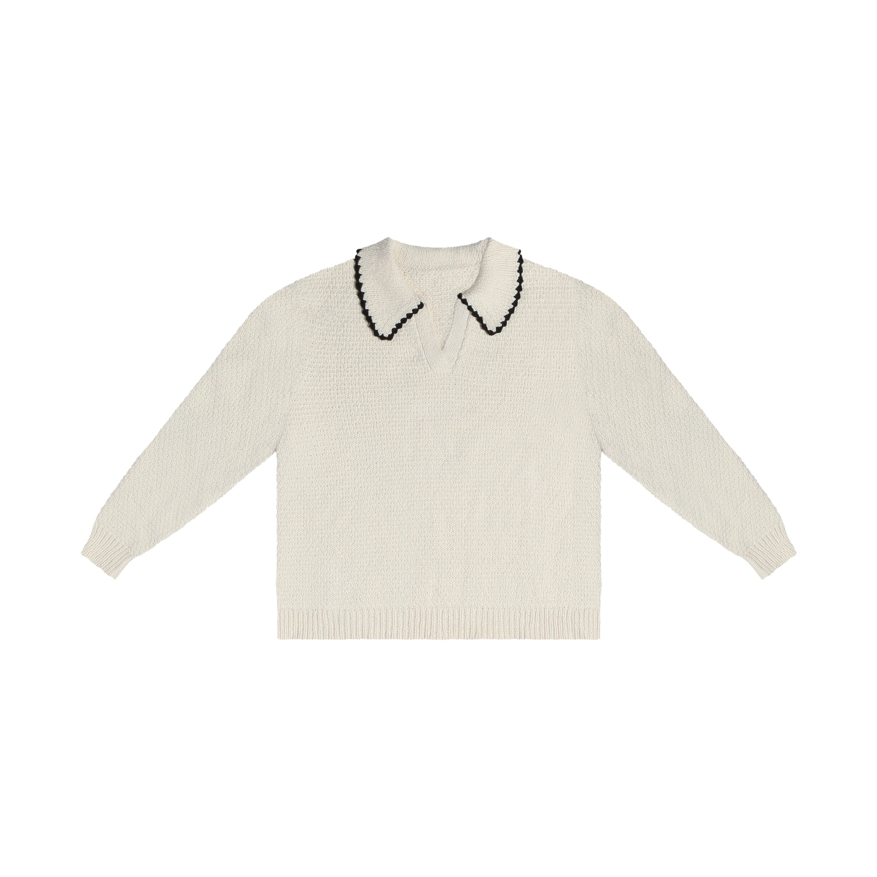 The Edith L/S Knit Polo (Off-White) Reuben Oliver