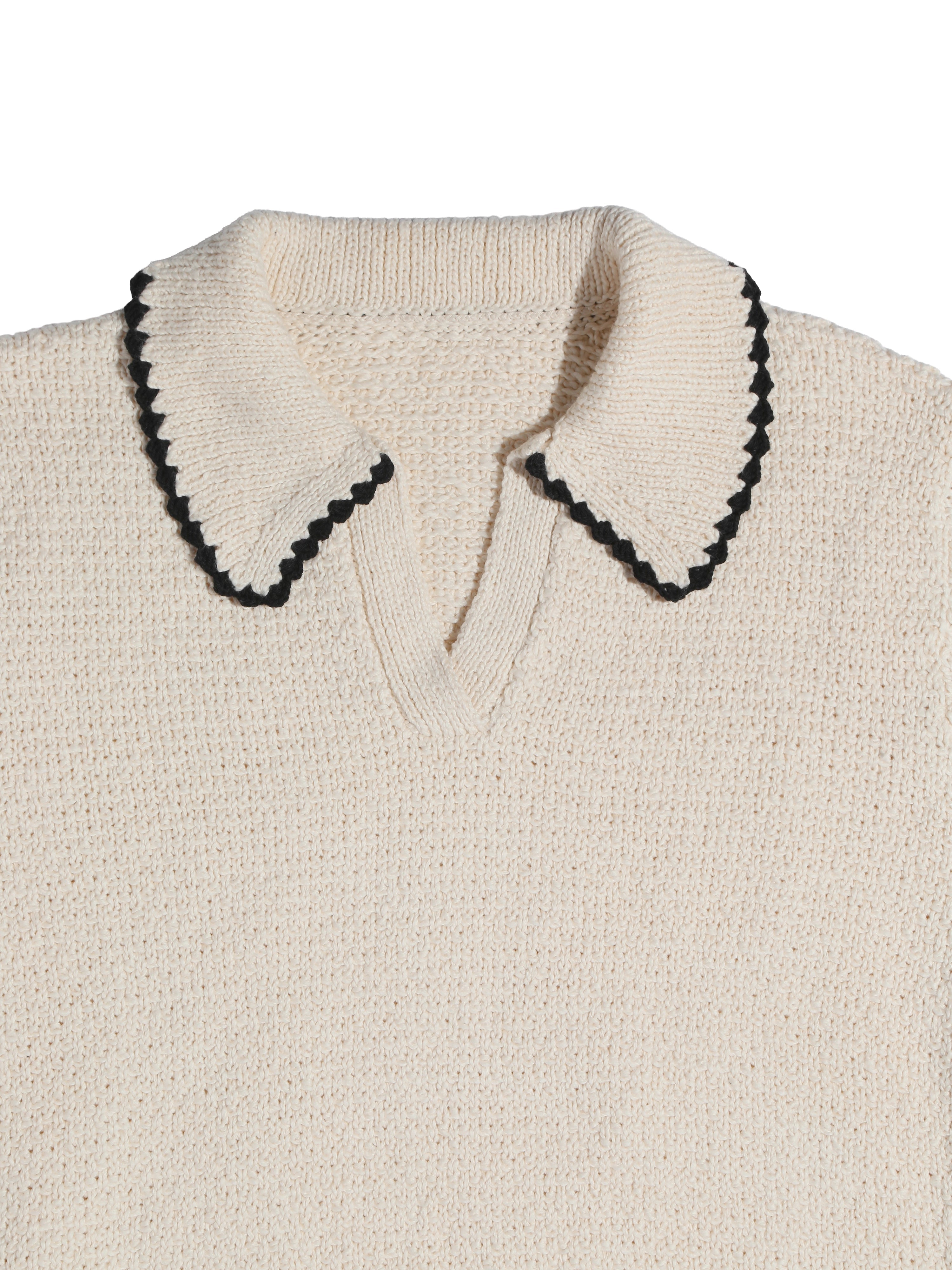 The Edith L/S Knit Polo (Off-White) Reuben Oliver