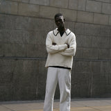The Edith L/S Knit Polo (Off-White) Reuben Oliver
