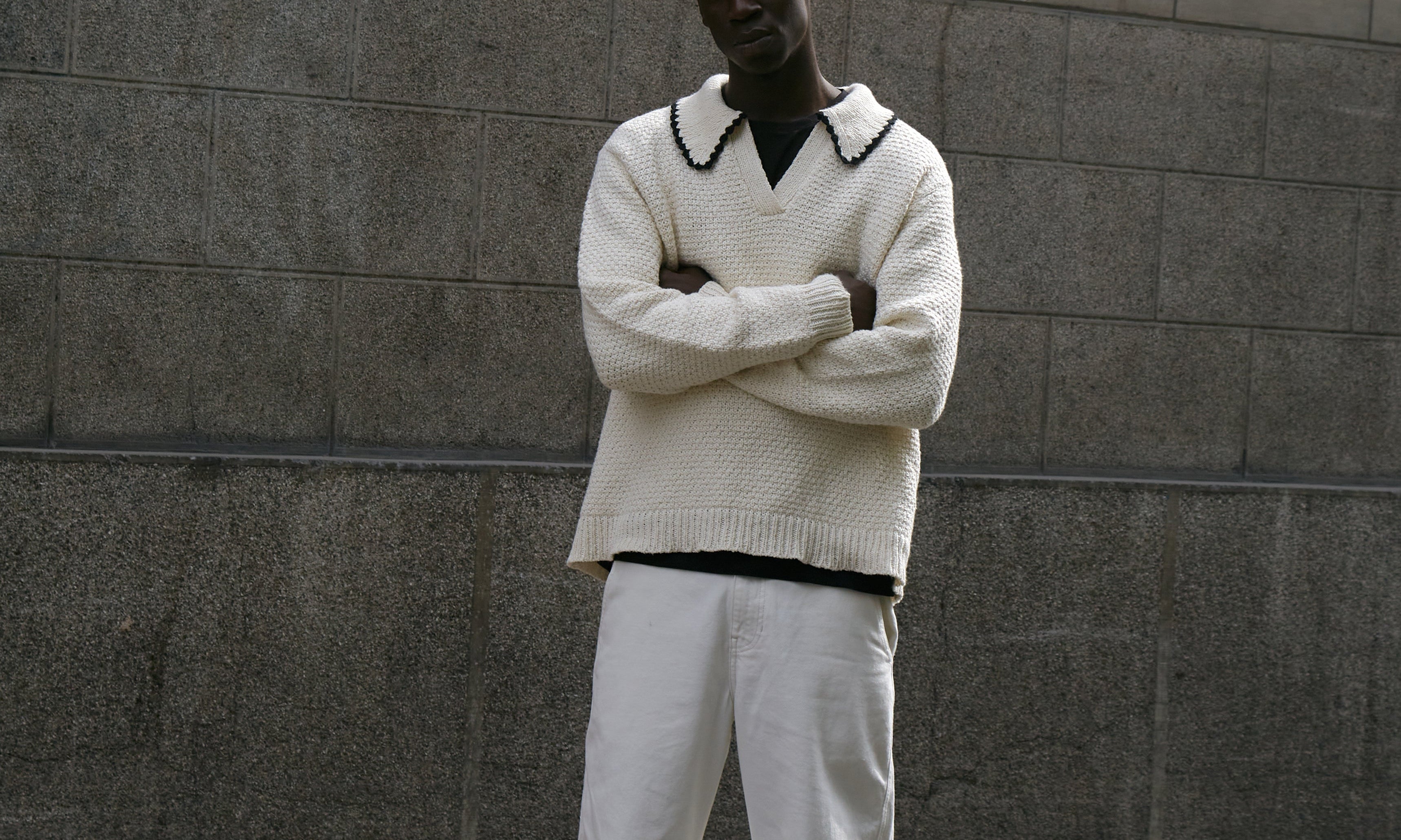 The Edith L/S Knit Polo (Off-White) Reuben Oliver