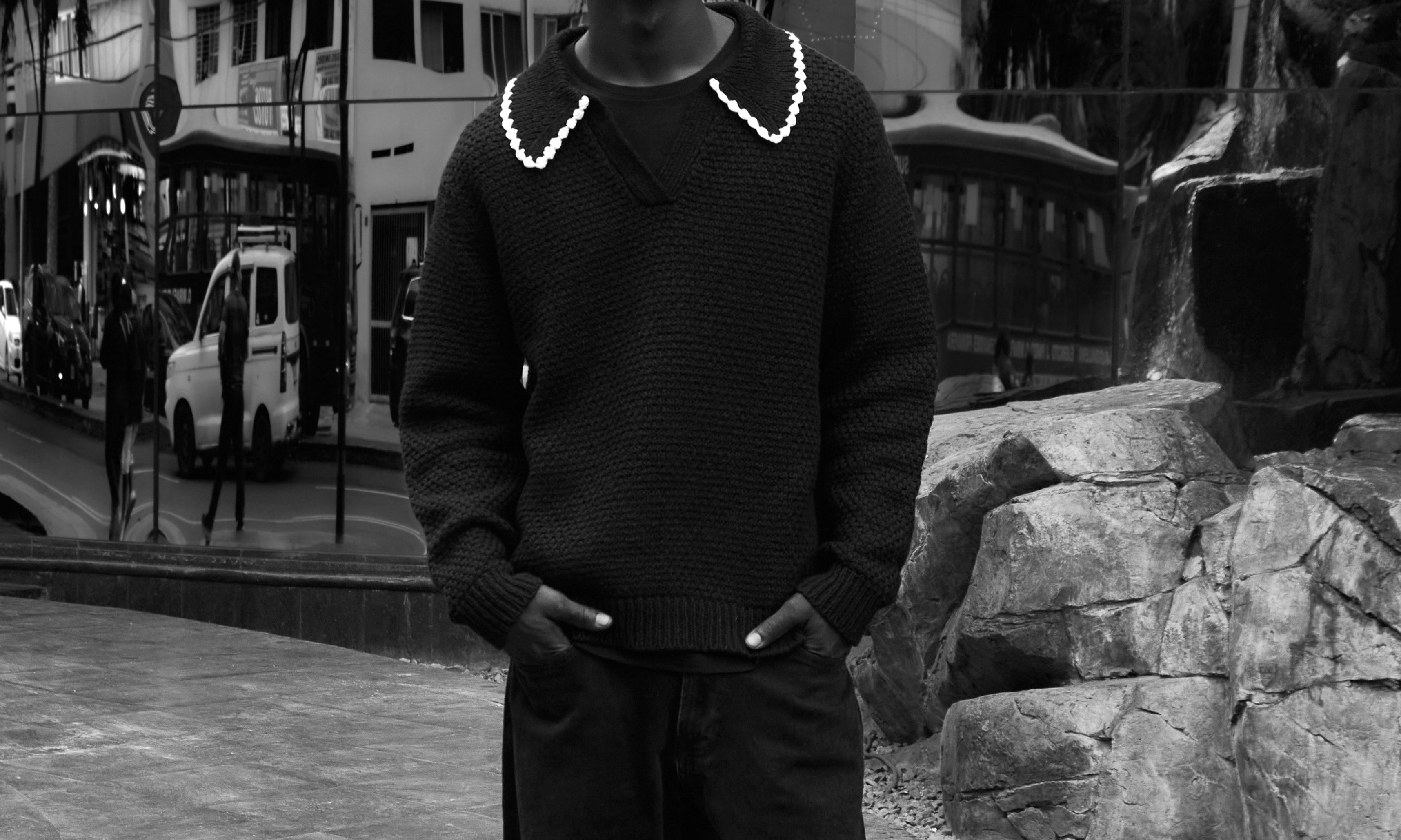 The Edith L/S Knit Polo (Black) Reuben Oliver