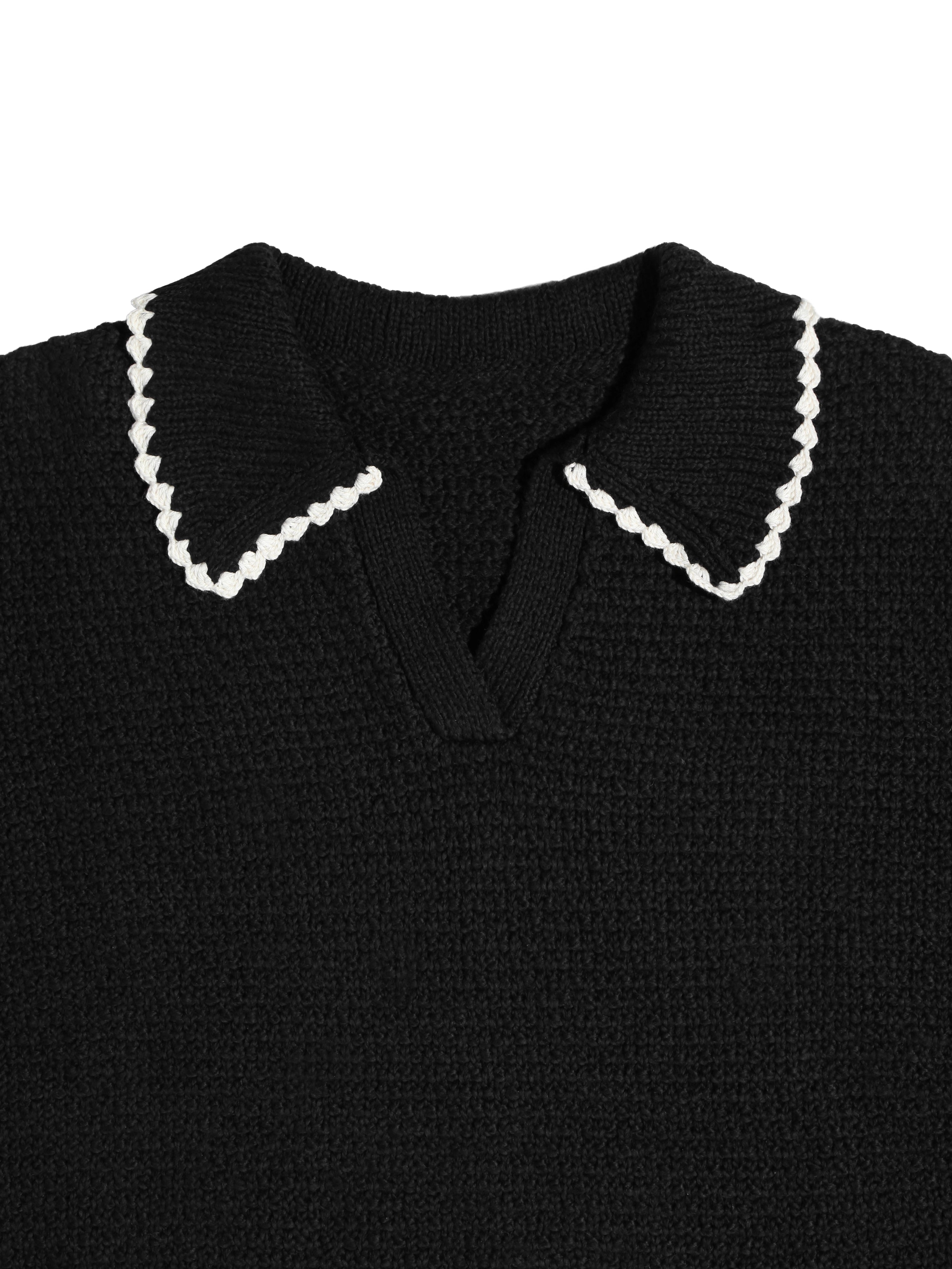 The Edith L/S Knit Polo (Black) Reuben Oliver