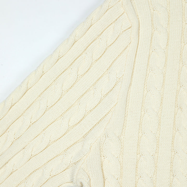 Three Amigas Distressed Cable-Knit Crewneck Sweater