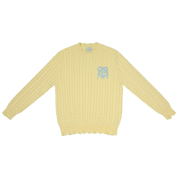 R.O Distressed Cable Knit Sweater