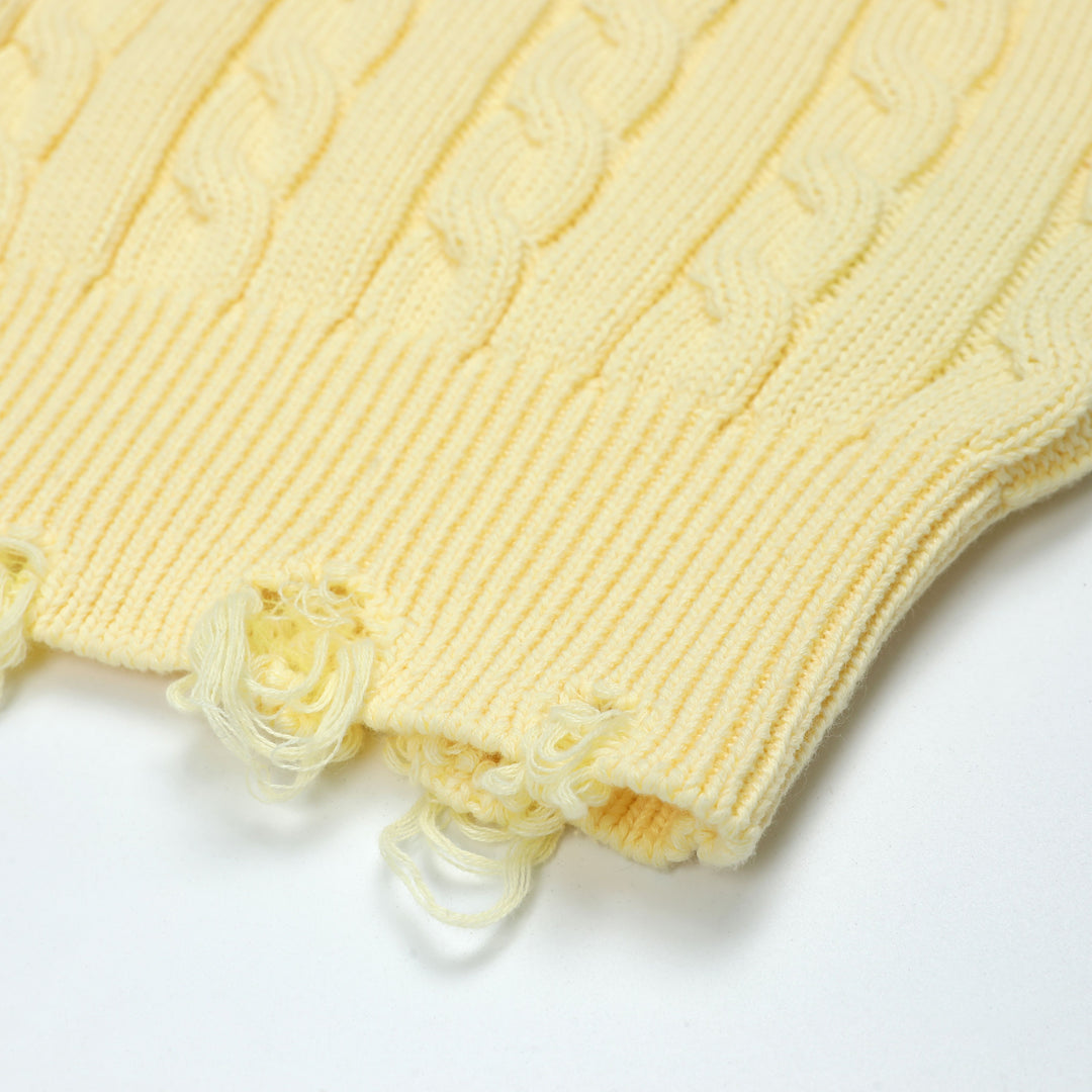 R.O Distressed Cable Knit Sweater