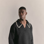 The Edith L/S Knit Polo (Black) Reuben Oliver