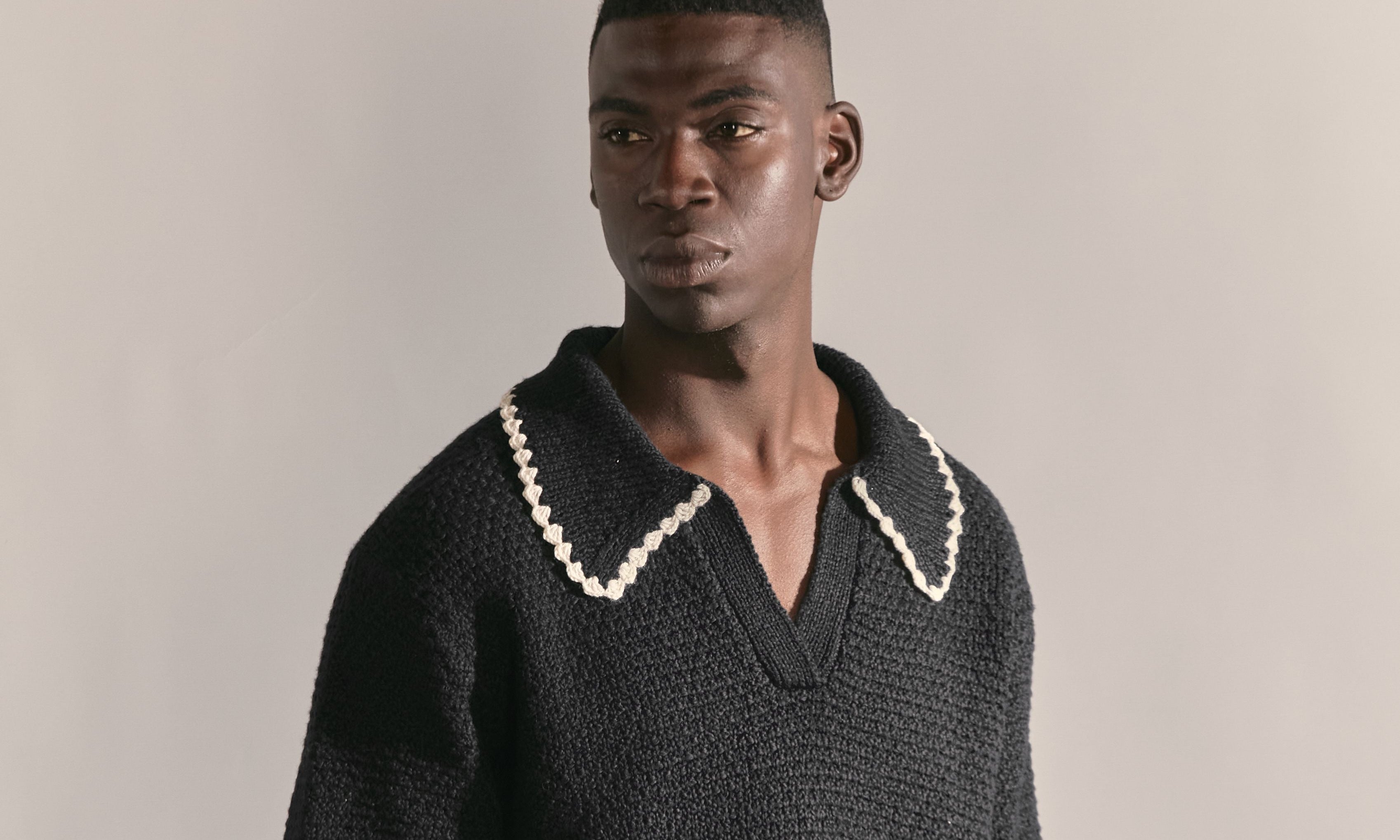 The Edith L/S Knit Polo (Black) Reuben Oliver