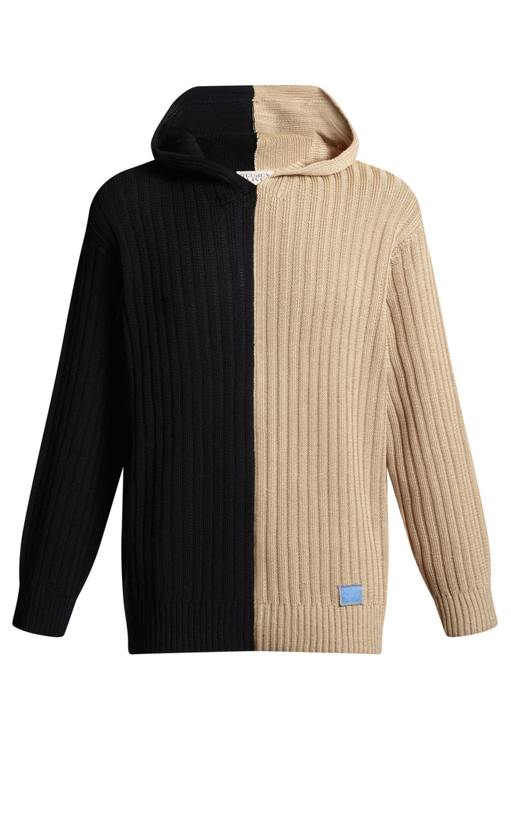 Two-Toned Ribbed Hoodie