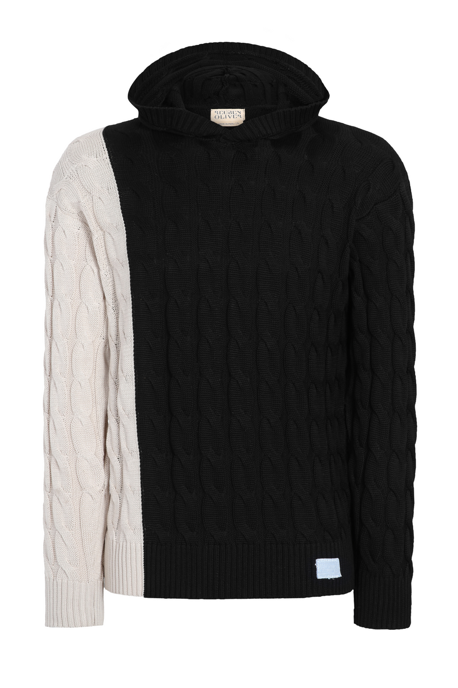 Two-Toned Cable Knit Hoodie Reuben Oliver